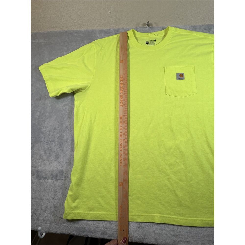 Carhartt T Shirt‎ Men Extra Large Loose Fit Pocket Neon Yellow Work Wear Durable - Picture 8 of 12